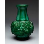 HENRY SCHLEVOGT (1904 - 1984). Bohemia, ca. 1940.Art Deco period vase, in green malachite moulded