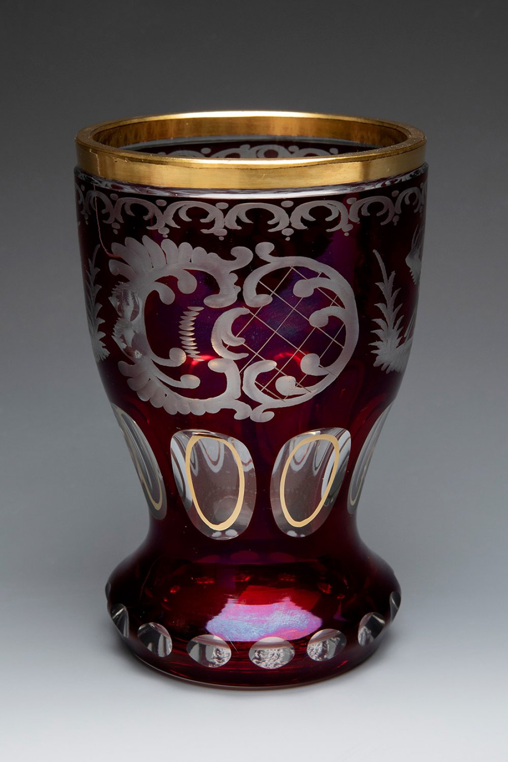 BOHEMIA. Czechoslovakia, second half of the 20th century.Two vases and a bonbonniere.In cut glass. - Image 5 of 5