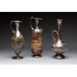 JERUSALEM GLASS STUDIO. Israel.Set of three jars. Sabbath.In iridescent blown glass, with silver-