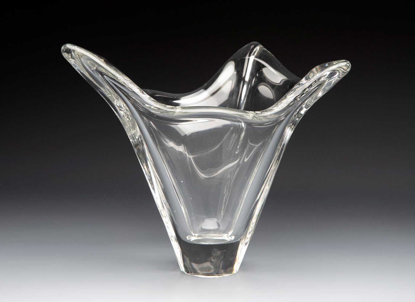 VAL SAINT LAMBERT. Belgium ca. 1950.Moulded glass vase.Signed on the reverse of the base.The mouth