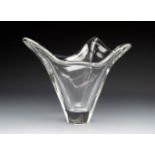 VAL SAINT LAMBERT. Belgium ca. 1950.Moulded glass vase.Signed on the reverse of the base.The mouth