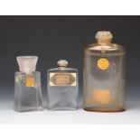 COTY fragrances. France, between 1920-1930. Three bottles of perfume and cologne " Muse, Jasmin de