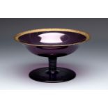 MOSER. Czechoslovakia, ca. 1920.Tabletop centrepiece, Art Deco.In violet moulded glass, with gilt