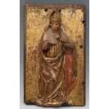 Tabernacle door. Spain, 17th century."Bishop, possibly Saint Augustine".Carved, gilded,