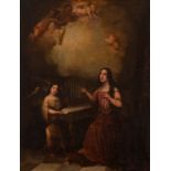 Sevillian school; 1840-1830."Repentant Magdalene".Oil on canvas.It has important repainting.It has a