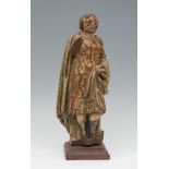 Spanish school of the 16th century."Saint Peter".Carved, polychromed and stewed wood.Measurements: