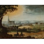 Dutch School, ca. 1600."Village in a Landscape.Oil on panel.It has micro-cracking, but it is in very