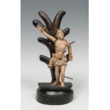 Spanish school; 17th century."Saint Sebastian".Carved and polychrome wood.It presents faults and