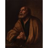 Andalusian school; 17th century."Saint Peter".Oil on canvas. Re-tinted.It presents multiple