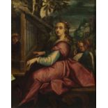 Flemish school; 17th century."Saint Cecilia".Oil on copper.It presents repainting.Measurements: 24,5