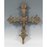 Processional cross; Spain, 16th century.Wooden core, gilded bronze plaques and iron.Measurements: 58