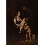 Spanish school; first third of the 19th century."Holy Family with Saint John the Baptist".Oil on