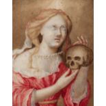 French School of the 17th century."Vanitas".Watercolour on parchment.Measurements: 13 x 10,5 cm (