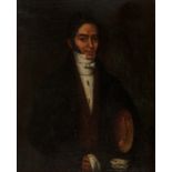 Spanish school, early 19th century."Portrait of a gentleman.Oil on canvas.Relined.Golden frame