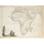 Map of Africa. France, 1802.Colour engraving.Frame with xylophages.Moisture stains and soiling.