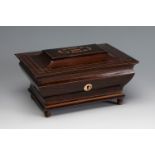 Elizabethan era jewellery box. Spain, second half of the 19th century.Rosewood with boxwood