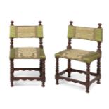 Pair of small Castilian Renaissance style chairs, late 18th - early 19th century.Carved and turned