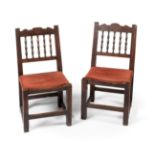 Pair of Castilian Renaissance style chairs, late 18th century, early 19th century.Oak wood and