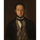 Spanish school, ca.1830."Portrait of a gentleman.Oil on canvas.Original canvas, with repainting.