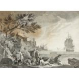 Italian school, late 18th century."Veduta dei Contorni di Bajona". Engraving.Signed by Giuseppe