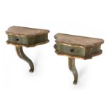 Pair of corbels - bedside table, first third of the 20th century.Polychrome wood.Slight wear and