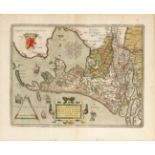 Map of Holland, XVIIIth century.Colour engraving.Frame with xylophages.Moisture stains. Faults.