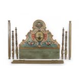 Olotine double bed, XVIII century.Carved and polychrome wood.The bed is complete.The painting