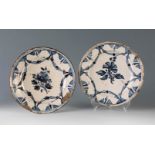 Two plates from the Arracada series; Catalonia, late 18th century.Glazed ceramic.They present faults