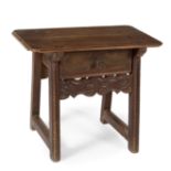 Baroque side table, 17th-18th century.Walnut wood.Presents xylophages. Needs restoration. It shows