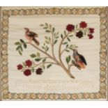 Catalan school of the mid-19th century.Hand-embroidered plafond on silk, 1850.Measurements: 66 x