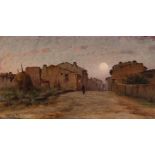 MODEST URGELL INGLADA (Barcelona, 1839 - 1919)."Rural Landscape with a Figure.Oil on panel.Signed in