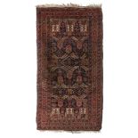 Baluch carpet. Pakistan, 19th century.Hand knotted wool.Fringe losses. Wear due to use and passage