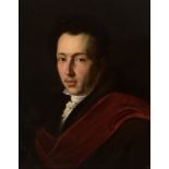 French school, ca. 1820."Portrait of a gentleman.Oil on canvas.Round period frame with losses.