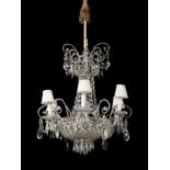 French style Louis XVI ceiling lamp. First half of the 20th century.Carved glass and metal.In need