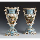 Pair of French style vases Jacob Petit. 19th century.Hand-painted porcelain.Marks on the back.