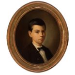 Spanish school of the second half of the 19th century."Portrait of a child".Oil on oval cardboard.