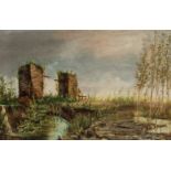 EMILI GIRALT GIRALT (Barcelona, 1857-1927)."Landscape with Ruins, 1891.Oil on canvas.Signed and