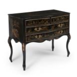 French Louis XV style commode, early 19th century.Carved and polychromed wood with chinoiserie.