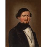 Spanish school ca. 1830."Portrait of a gentleman.Oil on canvas.Signed with initials in the lower