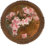 AURELI TOLOSA Y ALSINA (Barcelona, 1861 - 1938)."Flowers".Oil on canvas adhered to panel. Circular