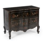 Louis XV style commode. France, early 20th century.Carved wood decorated with chinoiserie.It