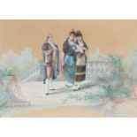 Spanish school, late 19th century."Goyaesque procession".Watercolour drawing on paper.Size: 16 x