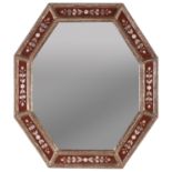 Italian style octagonal mirror, late 19th century.Wood and acid-etched glass.Moon of the back