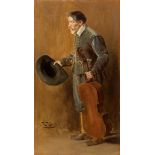 ROMAN RIBERA CIRERA (Barcelona, 1848 - 1935)."Musician with cello".Oil on canvas.Signed in the lower