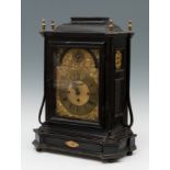 Chapel clock, circa 1700.Ebonised wood.Preserves key.Measurements: 50 x 38 x 17 cm.Chapel clock made