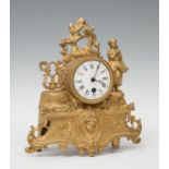 Clock; France, mid-19th century.Gilt brass and calamine.In need of restoration and overhaul.