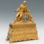 Desk clock; Louis Philippe, ca.1840.Gilt bronze.With later period areas.Measurements: 42 x 5 x 34