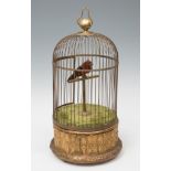 Cage with automaton bird, second half of the 19th century.Brass, bronze and stuccoed and gilded