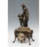 Napoleon III period clock; Paris 19th century.Gilt and partially silvered bronze.With stamp on the