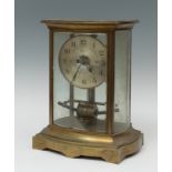 Skeleton turbine pendulum clock; Bulle Clock Breuet patent; first half of the 20th century.Gilt